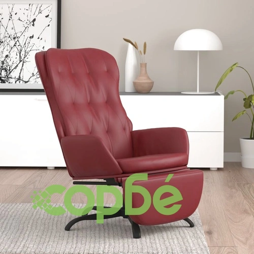 Релаксиращ стол с опора за крака, виненочервен, Изкуствена кожа ➤ топ цена ➤ sorbe.bg
