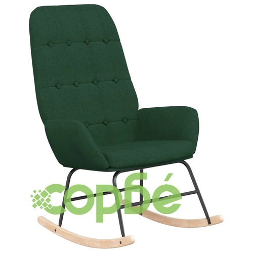 Люлеещ се стол с табуретка за крака, тъмнозелен, плат ➤ топ цена ➤ sorbe.bg