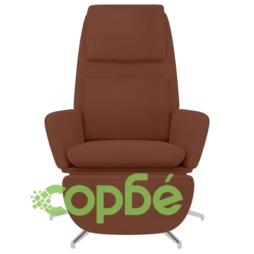 Релаксиращ стол с опора за крака, кафява, микрофибърен текстил ➤ топ цена ➤ sorbe.bg