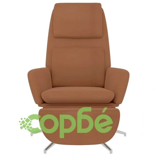 Релаксиращ стол с опора за крака, таупе, микрофибърен текстил ➤ топ цена ➤ sorbe.bg