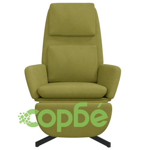Релакс стол с опора за крака, светлозелено, кадифе ➤ топ цена ➤ sorbe.bg