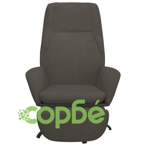 Релакс стол с опора за крака, тъмносив, кадифе ➤ топ цена ➤ sorbe.bg