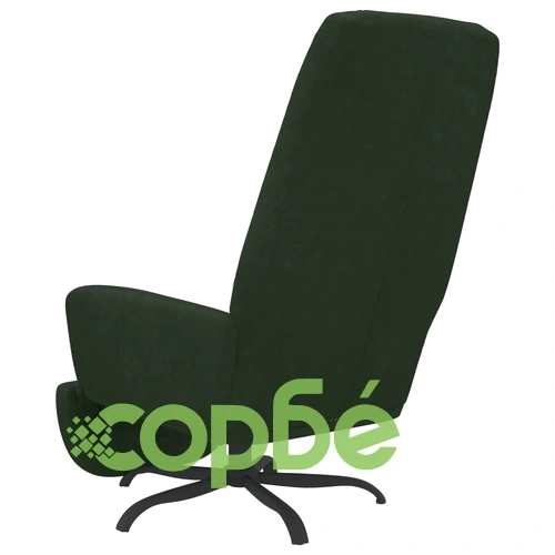 Релакс стол с опора за крака, тъмнозелена, кадифе ➤ топ цена ➤ sorbe.bg
