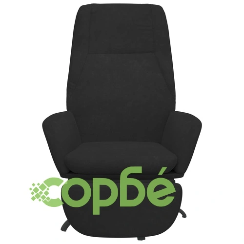 Релакс стол с опора за крака, черен, кадифе ➤ топ цена ➤ sorbe.bg
