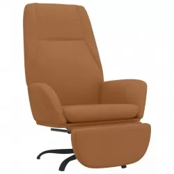 Релаксиращ стол с опора за крака, таупе, микрофибърен текстил