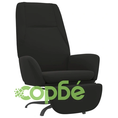 Релаксиращ стол с опора за крака, черна, микрофибърен текстил ➤ топ цена ➤ sorbe.bg