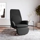 Релаксиращ стол с опора за крака, черна, микрофибърен текстил