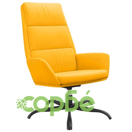 Релаксиращ стол с опора за крака, горчица жълто, кадифе ➤ топ цена ➤ sorbe.bg