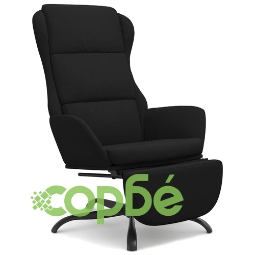 Релаксиращ стол с опора за крака, черна, микрофибърен текстил ➤ топ цена ➤ sorbe.bg