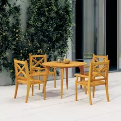 Градински трапезни столове, 4 бр, акация масив