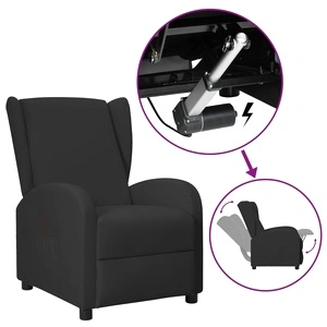 Wingback изправящ стол реклайнер, черна, изкуствена кожа