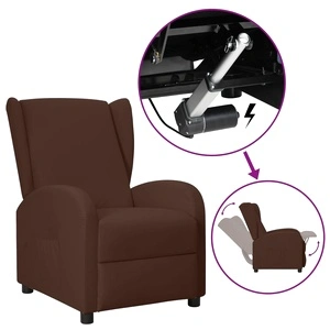 Wingback изправящ стол реклайнер, кафява, изкуствена кожа