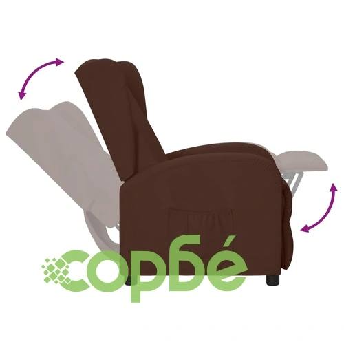 Wingback изправящ стол реклайнер, кафява, изкуствена кожа ➤ топ цена ➤ sorbe.bg