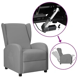 Wingback изправящ стол реклайнер, сив, изкуствена кожа