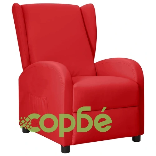 Wingback изправящ стол реклайнер, виненочервен, изкуствена кожа ➤ топ цена ➤ sorbe.bg