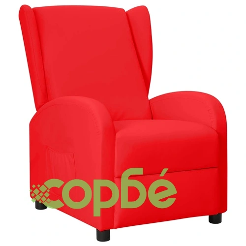 Wingback изправящ стол реклайнер, червен, изкуствена кожа ➤ топ цена ➤ sorbe.bg