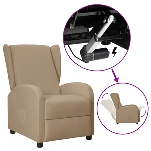 Wingback изправящ стол реклайнер, капучино, изкуствена кожа