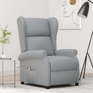 Wingback електрически реклайнер стол, светлосив, текстил