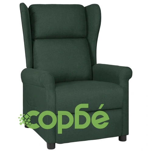 Wingback електрически реклайнер стол, тъмнозелена, текстил ➤ топ цена ➤ sorbe.bg