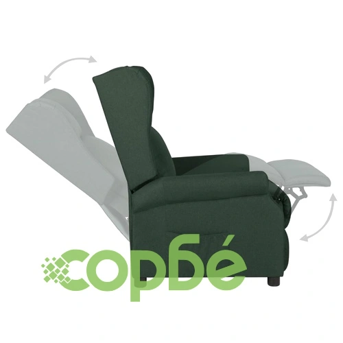 Wingback електрически реклайнер стол, тъмнозелена, текстил ➤ топ цена ➤ sorbe.bg
