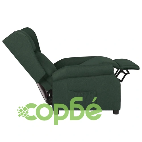 Wingback електрически реклайнер стол, тъмнозелена, текстил ➤ топ цена ➤ sorbe.bg