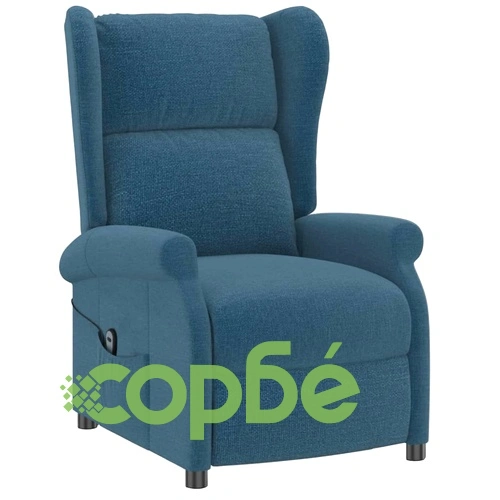Wingback електрически реклайнер стол, синьо, текстил ➤ топ цена ➤ sorbe.bg