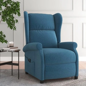 Wingback електрически реклайнер стол, синьо, текстил