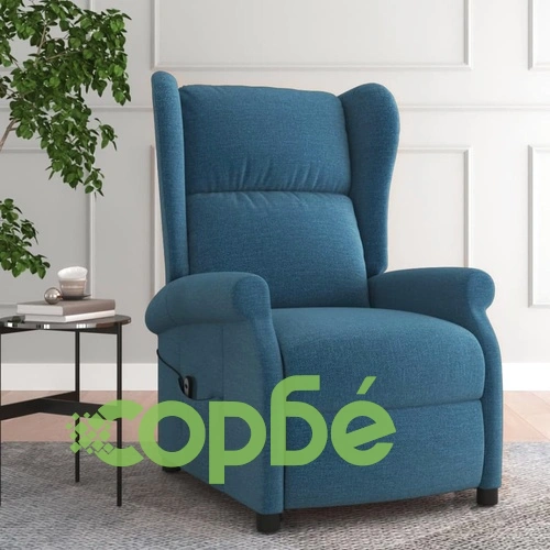 Wingback електрически реклайнер стол, синьо, текстил ➤ топ цена ➤ sorbe.bg