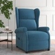 Wingback електрически реклайнер стол, синьо, текстил