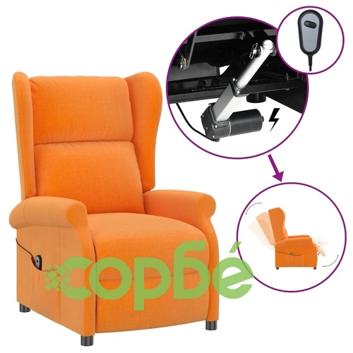 Wingback електрически реклайнер стол, светложълт, текстил ➤ топ цена ➤ sorbe.bg