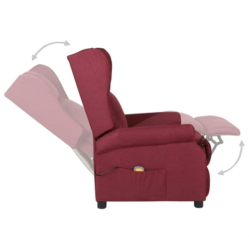 Wingback електрически масажен стол, виненочервен, текстил ➤ топ цена ➤ sorbe.bg