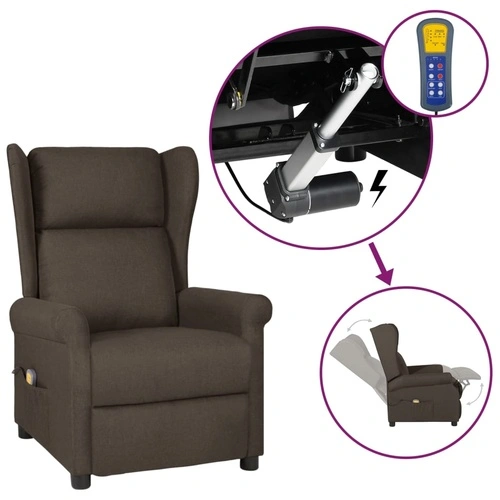 Wingback електрически масажен стол, тъмнокафяв, текстил ➤ топ цена ➤ sorbe.bg