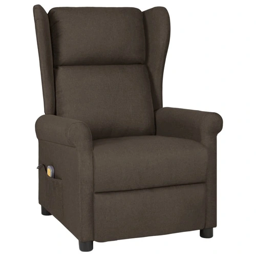 Wingback електрически масажен стол, тъмнокафяв, текстил ➤ топ цена ➤ sorbe.bg