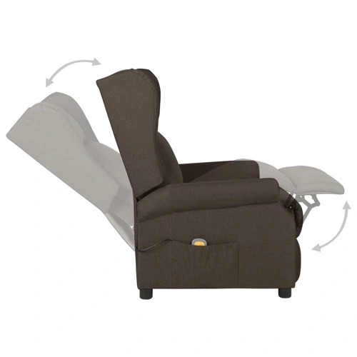 Wingback електрически масажен стол, тъмнокафяв, текстил ➤ топ цена ➤ sorbe.bg