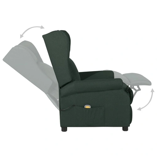 Wingback електрически масажен стол, тъмнозелен, текстил ➤ топ цена ➤ sorbe.bg