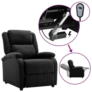 Електрически стол реклайнер, черен, текстил