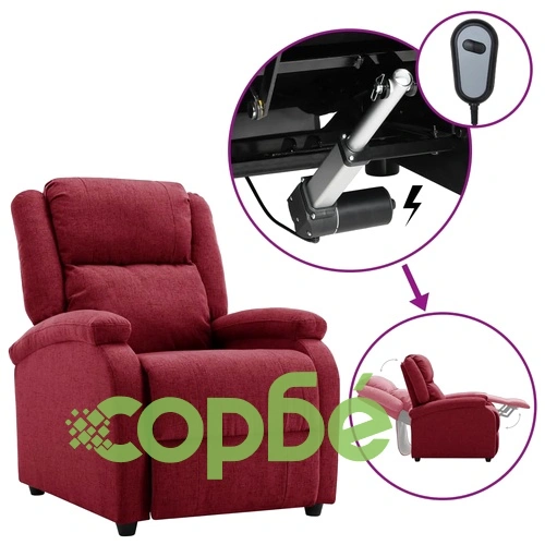 Електрически стол реклайнер, виненочервен, текстил ➤ топ цена ➤ sorbe.bg