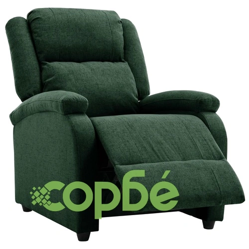 Електрически реклайнер стол, тъмнозелен, текстил ➤ топ цена ➤ sorbe.bg