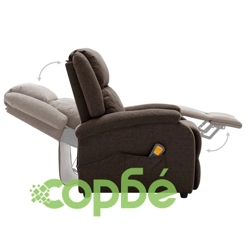 Електрически масажен стол, тъмнокафяв, текстил ➤ топ цена ➤ sorbe.bg