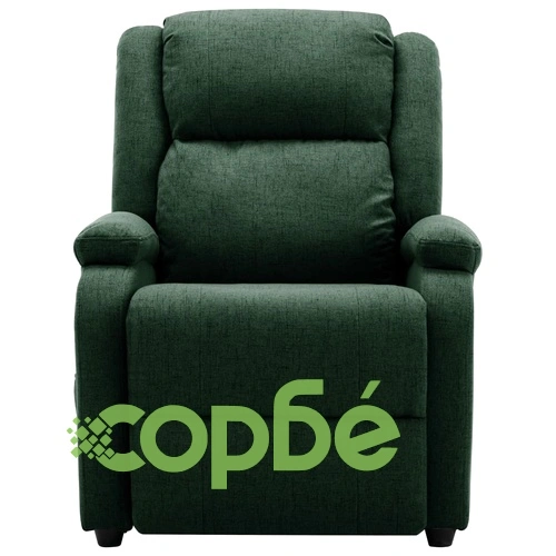 Електрически масажен стол, тъмнозелен, текстил ➤ топ цена ➤ sorbe.bg