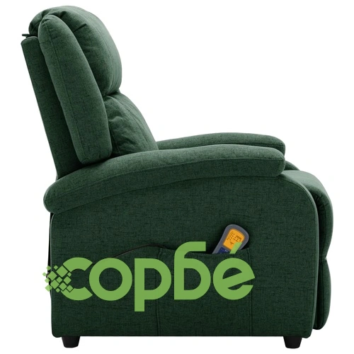 Електрически масажен стол, тъмнозелен, текстил ➤ топ цена ➤ sorbe.bg