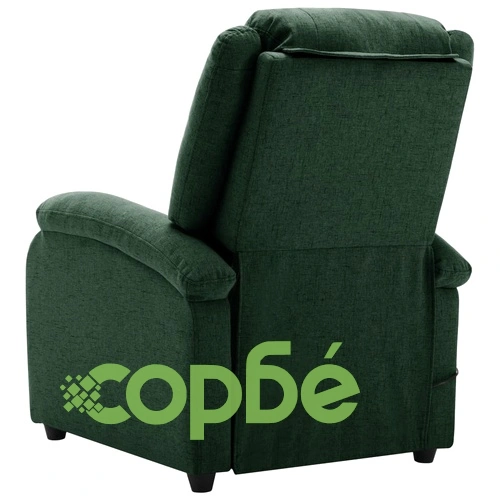 Електрически масажен стол, тъмнозелен, текстил ➤ топ цена ➤ sorbe.bg