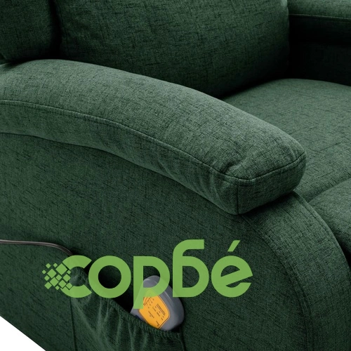 Електрически масажен стол, тъмнозелен, текстил ➤ топ цена ➤ sorbe.bg