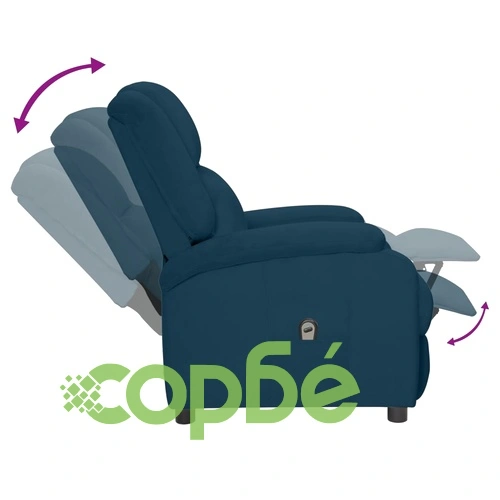 Електрически наклоняем стол, син, кадифе ➤ топ цена ➤ sorbe.bg