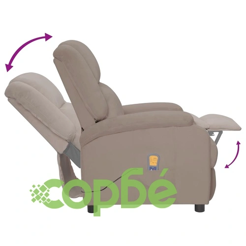 Електрически масажен стол, светлосив, кадифе ➤ топ цена ➤ sorbe.bg