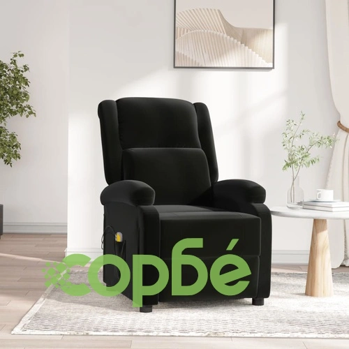 Електрически масажен стол, черен, кадифе ➤ топ цена ➤ sorbe.bg