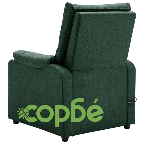 Електрически масажен стол, тъмнозелен, текстил ➤ топ цена ➤ sorbe.bg