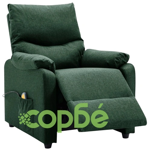 Електрически масажен стол, тъмнозелен, текстил ➤ топ цена ➤ sorbe.bg