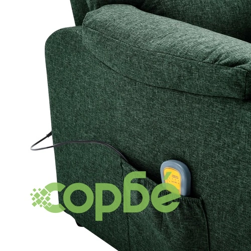 Електрически масажен стол, тъмнозелен, текстил ➤ топ цена ➤ sorbe.bg