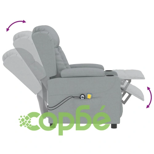 Електрически масажен стол, светлосив, текстил ➤ топ цена ➤ sorbe.bg